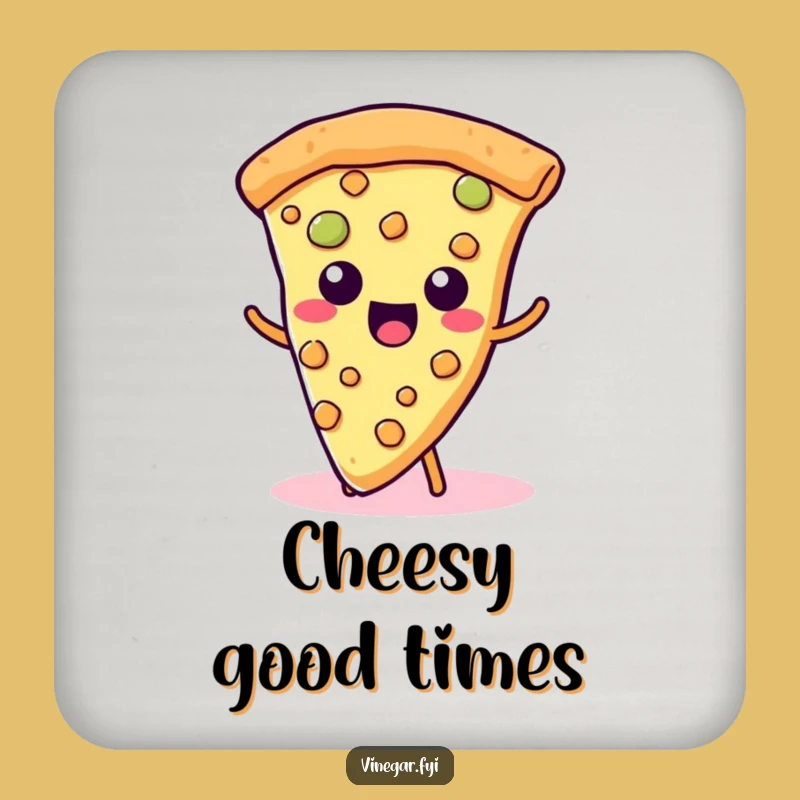Funny Kawaii Pizza Coaster - Hilarious Cheesy Drink Protector