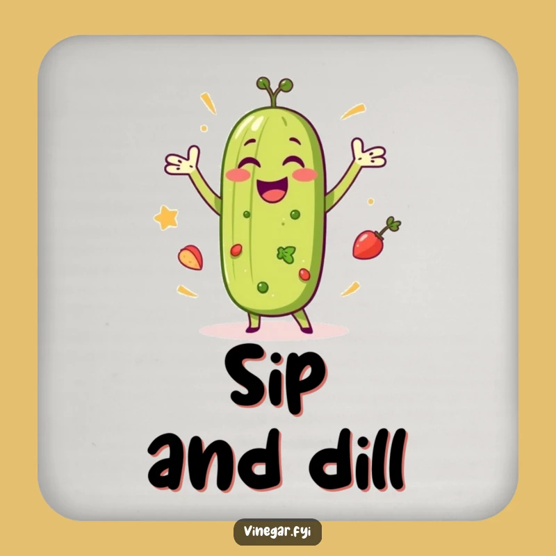 Funny Pickle Dance Coaster: Happy Salad Protection for Your Tables