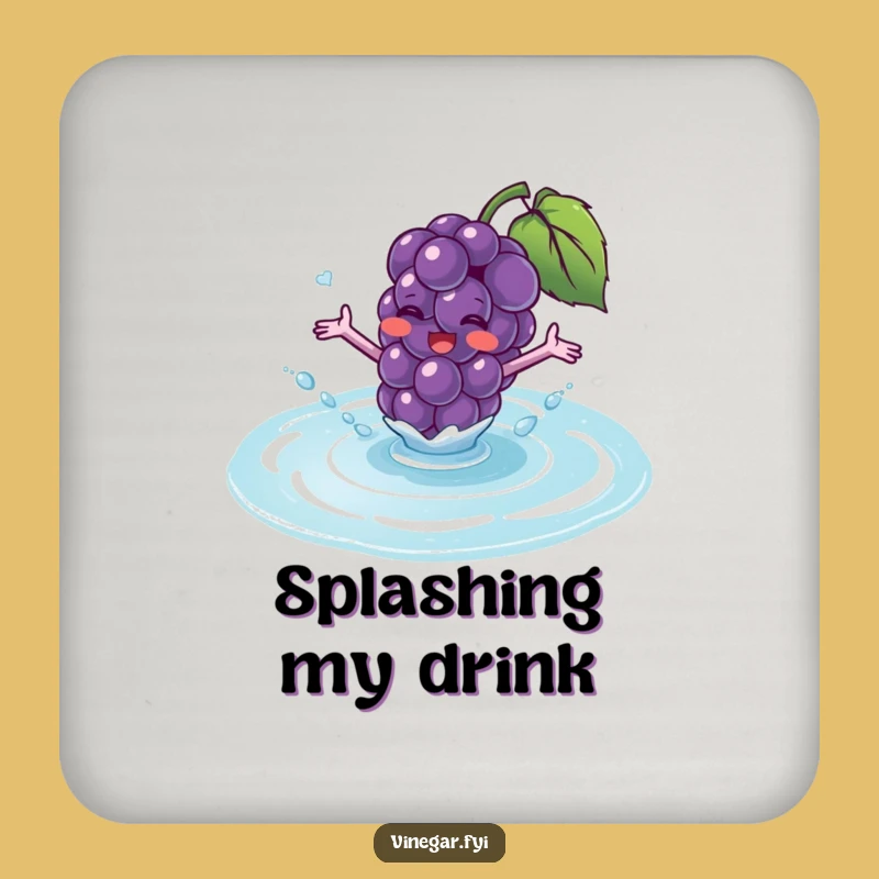 Funny Purple Grape Splashing Coaster - Fruit Character Drink Protector