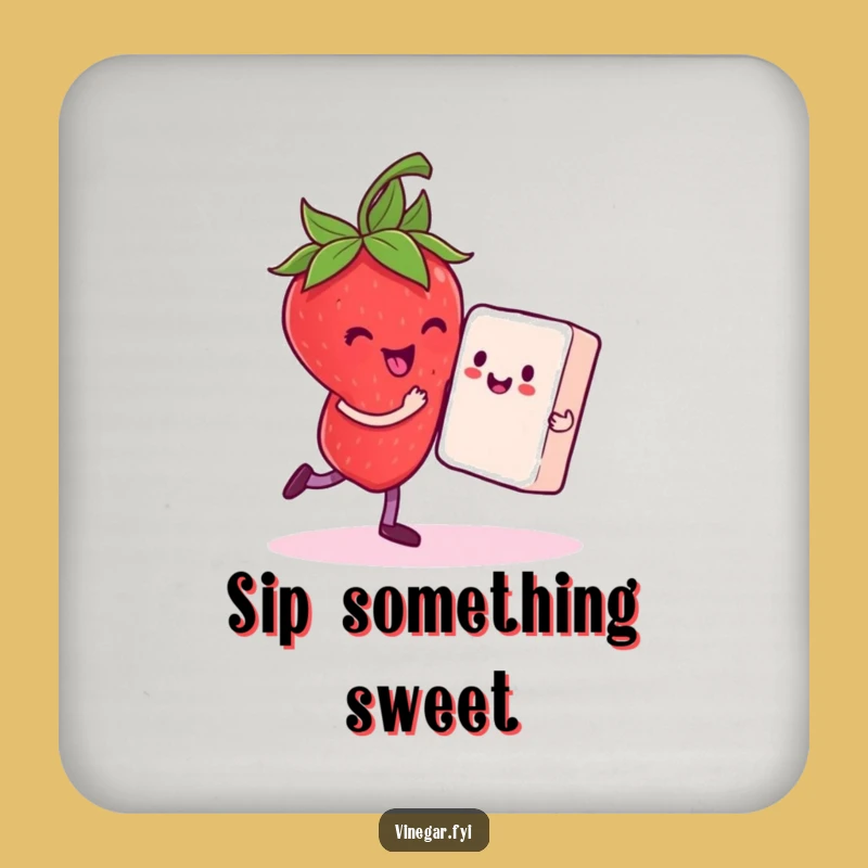 Funny Strawberry Dancing Drink Coasters - Protect Surfaces with Sweet Charm