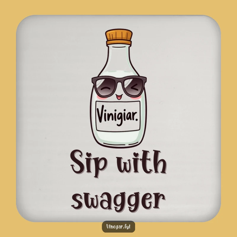 Funny Winking Vinegar Bottle Coaster - Protect Surfaces with Humor