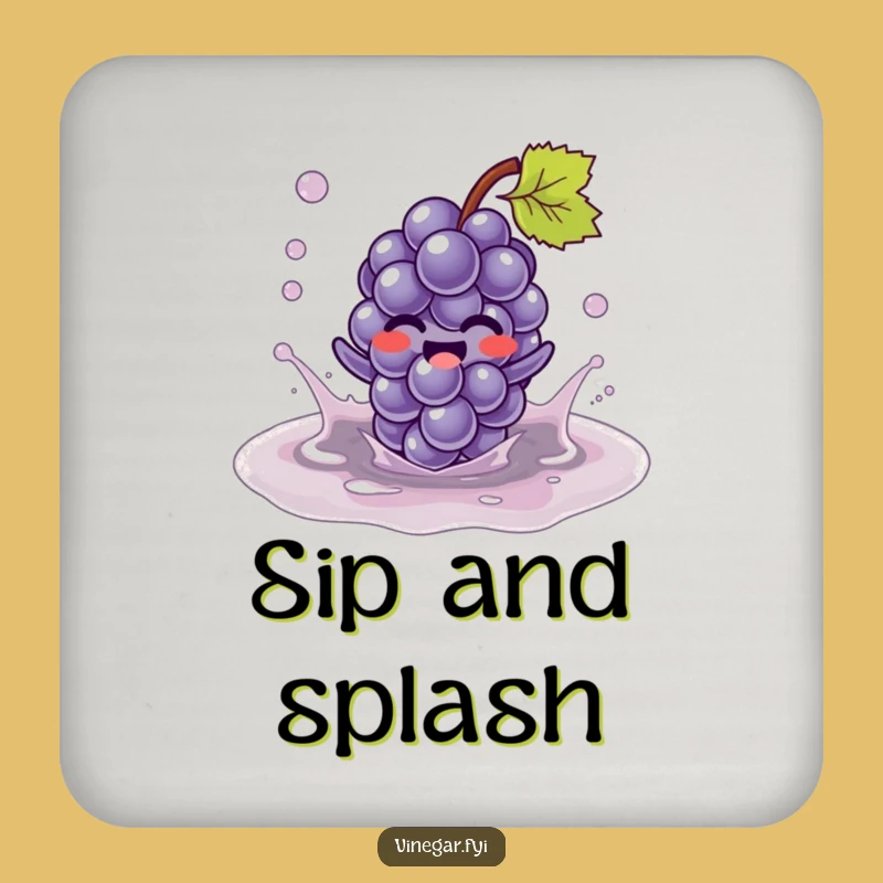 Funny Kawaii Grape Puddle Coaster - Protect Surfaces with Fruity Humor