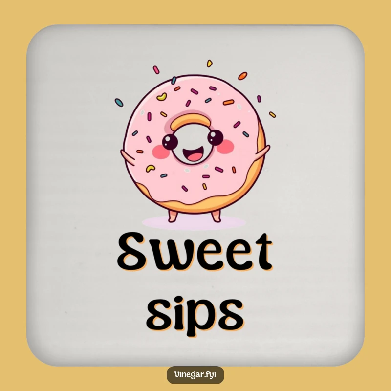 Funny Kawaii Donut Juggling Sprinkles Coaster: Protect Surfaces with Sweetness