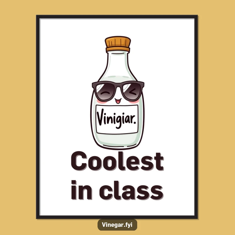 Funny Winking Vinegar Bottle Poster - Whimsical Wall Art for Kitchens