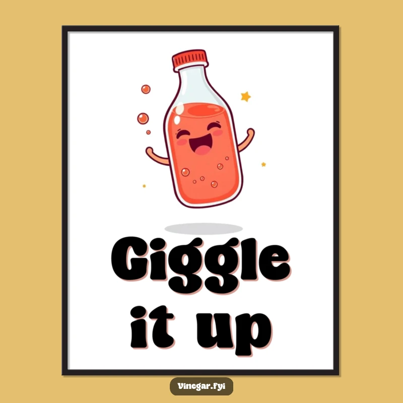 Funny Giggling Bottle Poster: Red Liquid Joy, Perfect Happy Gift