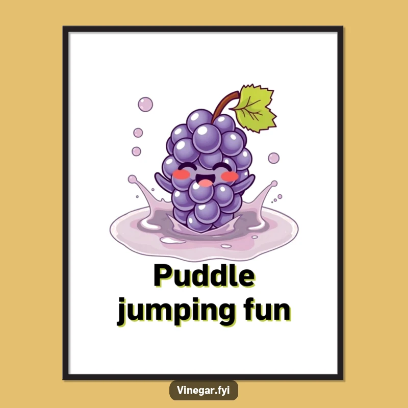 Funny Kawaii Grape Puddle Art Poster - Joyful & Humorous Wall Decor