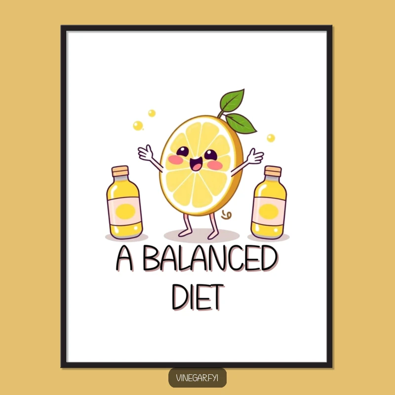 Funny Kawaii Lemon Juggling Art Poster - Zesty & Humorous Wall Decor