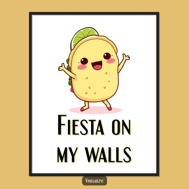 Funny Kawaii Taco Jig Poster - Joyful & Hilarious Food Art Print Gift