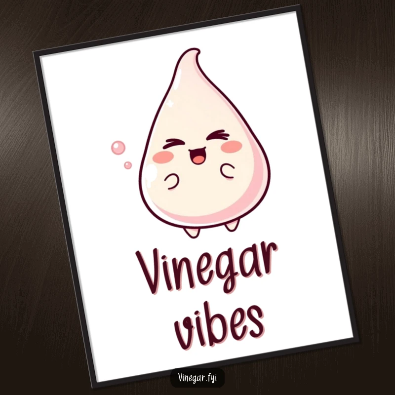 Funny Poster illustrating a delighted vinegar character giving a mischievous wink, bringing a playful and zesty vibe to any room.