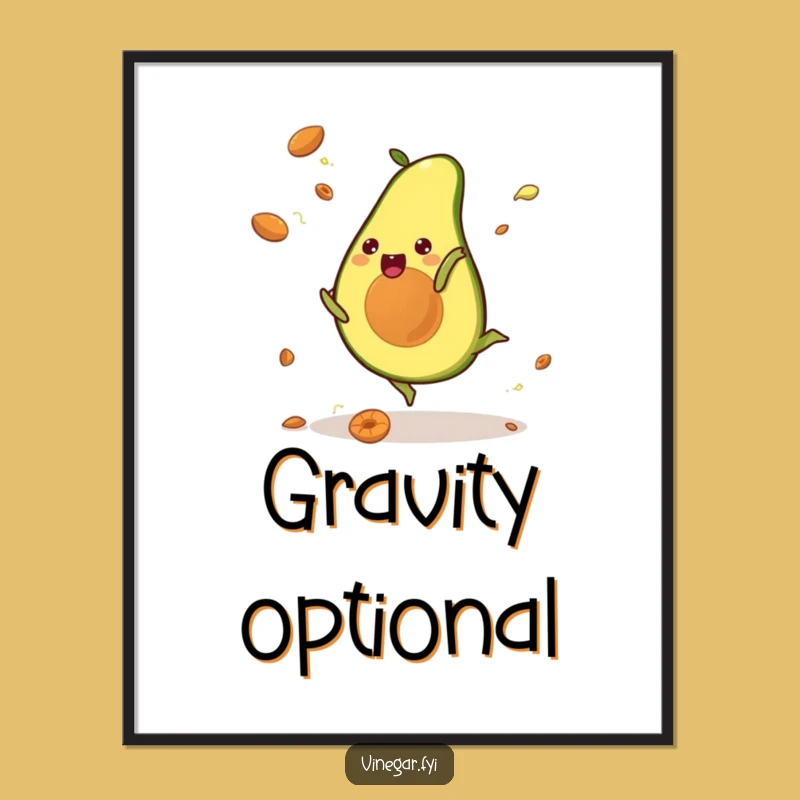 Funny Kawaii Avocado Cartwheel Poster: Vibrant Wall Art for Smiles