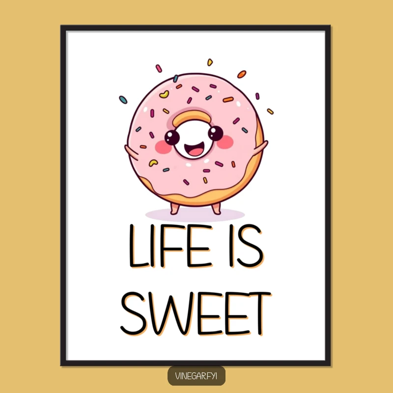 Funny Kawaii Donut Juggling Sprinkles Poster: Sweet Wall Art