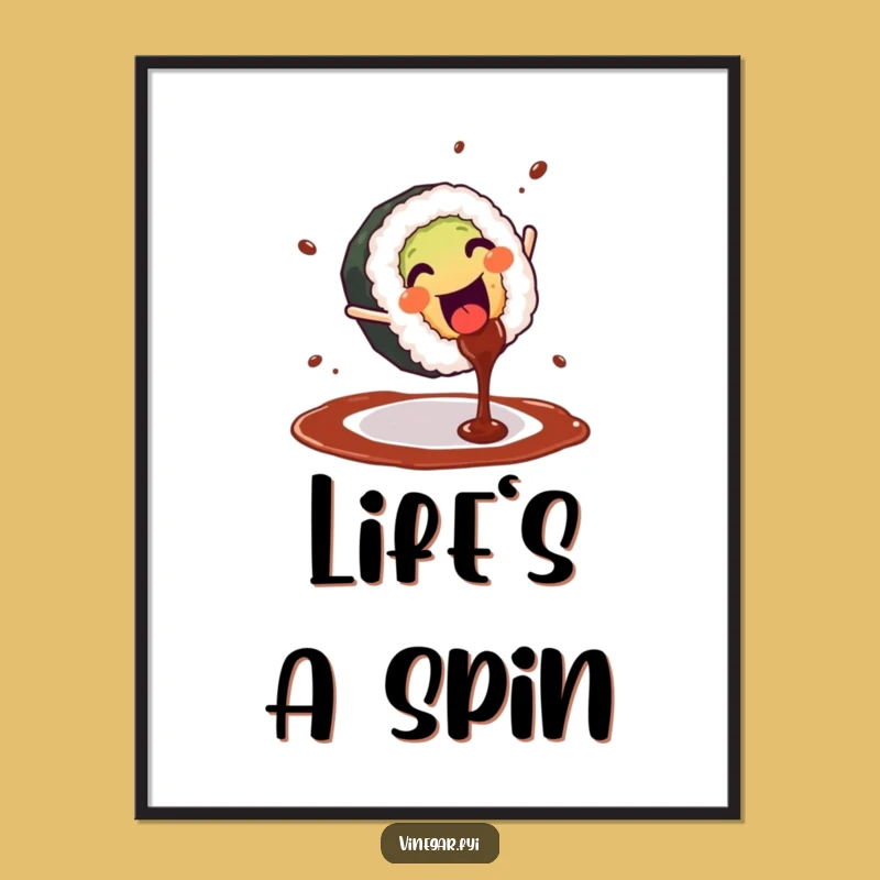 Funny Sushi Cartwheel Poster - Lively Wall Art for Food Lovers