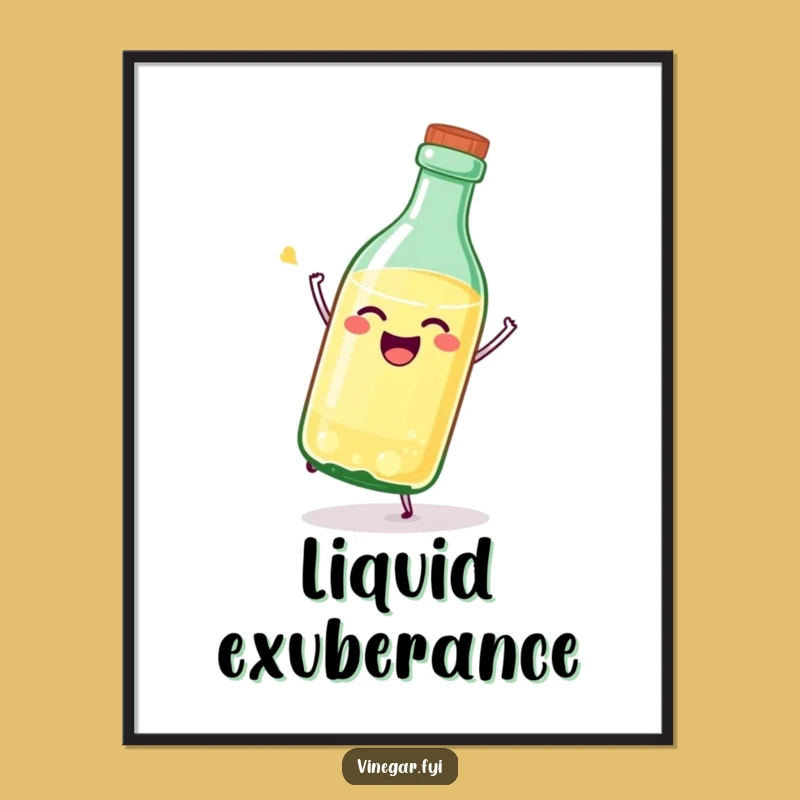 Funny Vinegar Bottle Poster: Joyful Tipping Over, Inspiring Funny Wall Art Gift