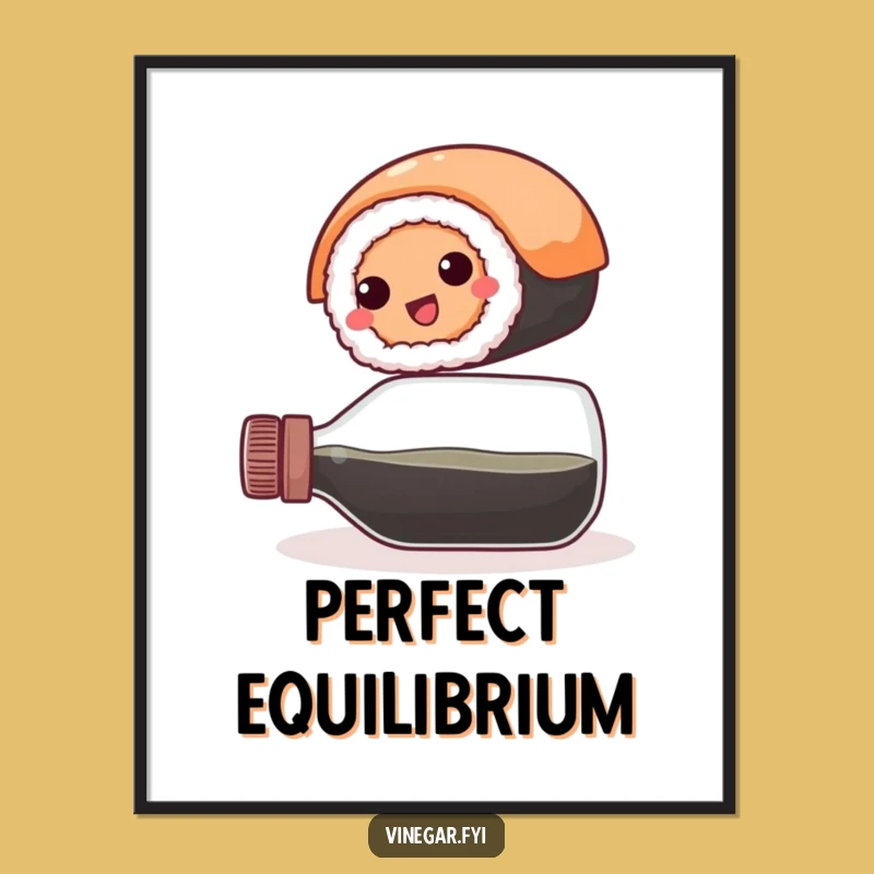Funny Sushi Balance Poster: Hilarious Food Art for Kitchen Walls