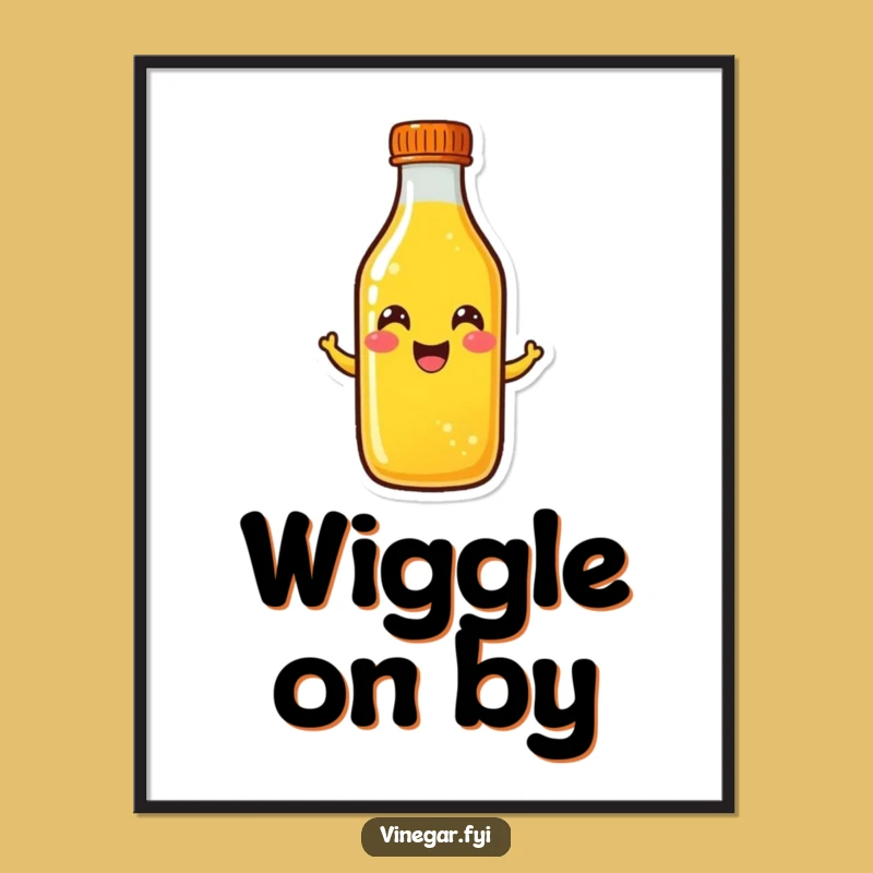 Funny Yellow Liquid Bottle Poster: Cheerful Wiggle Art, Perfect Happy Gift
