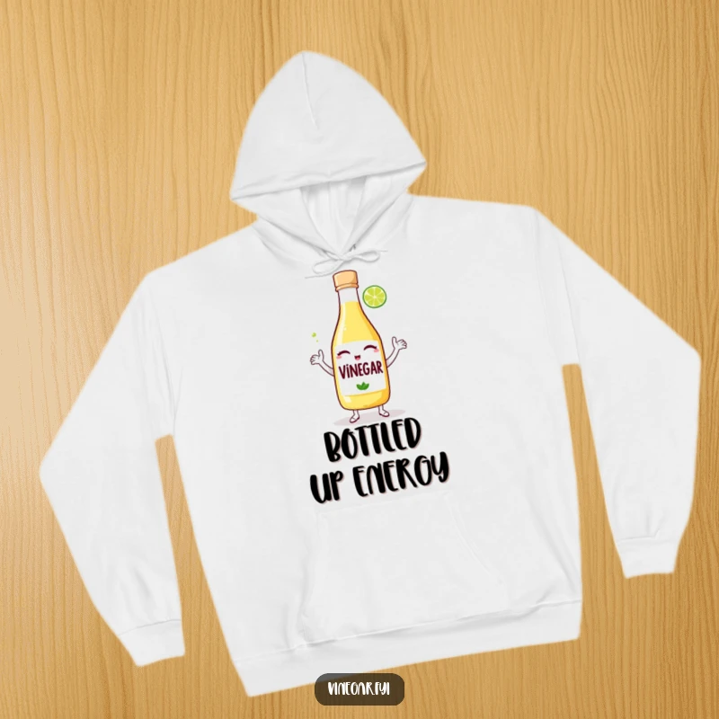 Funny hoodie: A winking bottle of vinegar dances merrily with a lime wedge, offering warmth and a dose of playful, zesty energy.