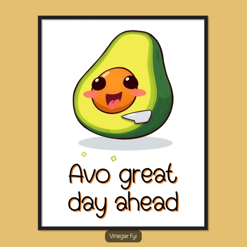 Funny Free Printable Wall Art: Self-Slicing Avocado, Quirky Downloadable Decor