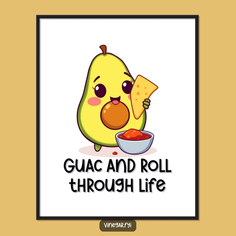 Free Printable Wall Art: Avocado Chip Dip, Funny Downloadable Decor for Kitchens
