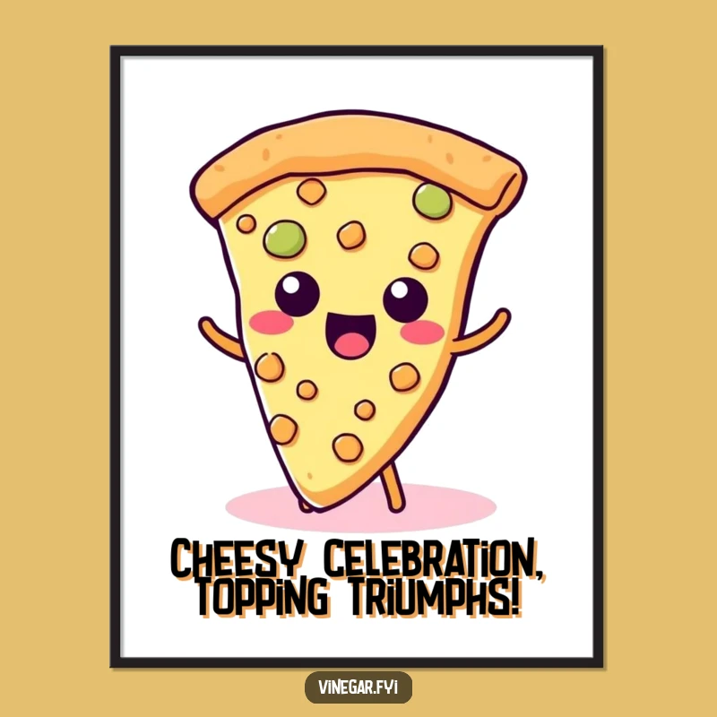 Free Printable Wall Art: Kawaii Pizza's Happy Dance - Downloadable Decor
