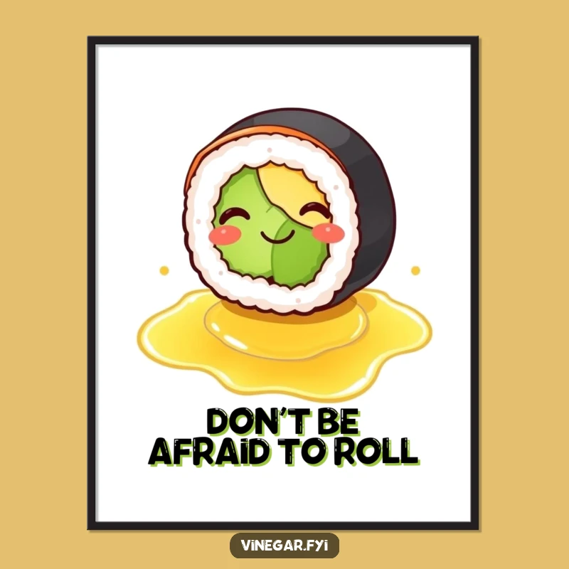 Humorous Free Printable Wall Art: Slipping Sushi Roll Downloadable Decor