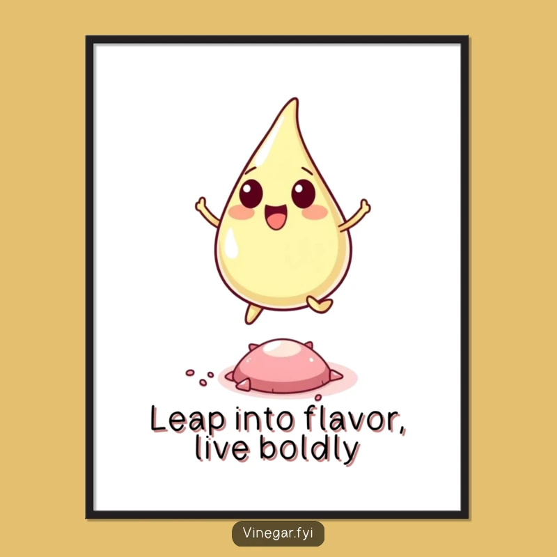 Funny Free Printable Wall Art: Leaping Vinegar Drop, Energetic Downloadable Decor