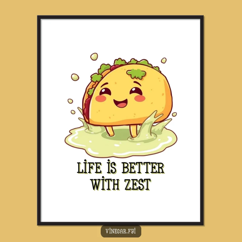 Funny Free Printable Wall Art: Taco Splashing in Vinegar, Quirky Home Decor