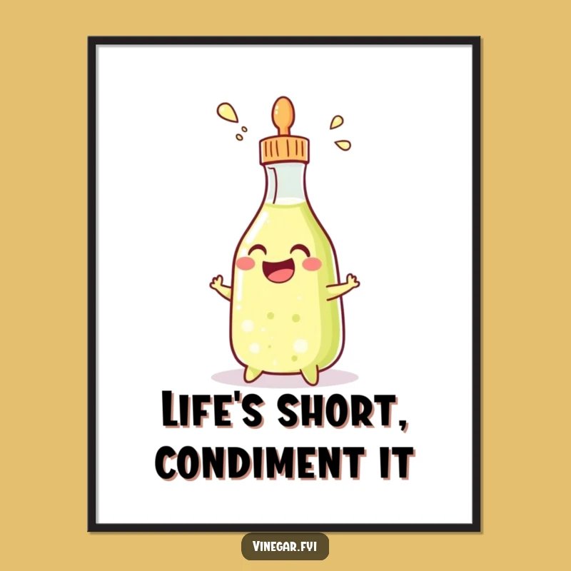 Funny Free Printable Wall Art: Grinning Vinegar Bottle Squirting Art, Hilarious Downloadable Decor