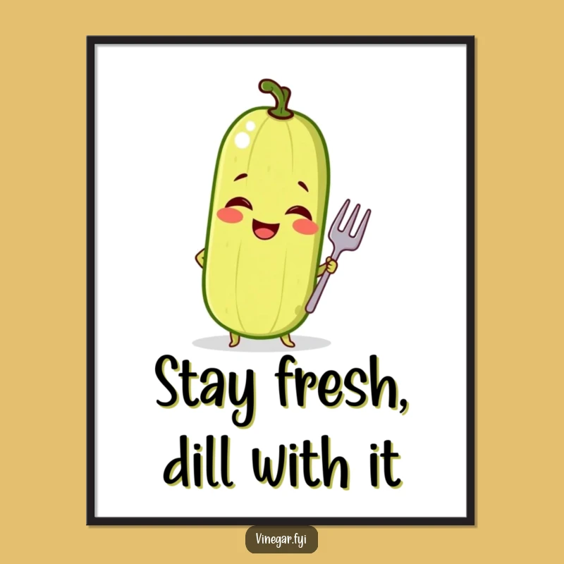 Free Printable Funny Pickle Art - Confident Pose, Humorous Downloadable Wall Decor