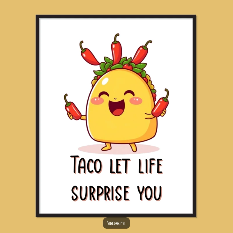 Free Printable Funny Taco Art - Juggling Chili Peppers, Humorous Downloadable Wall Decor