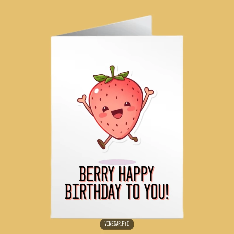 Free Printable Kawaii Strawberry Birthday Card: Joyful Leap for a Burst of Fun