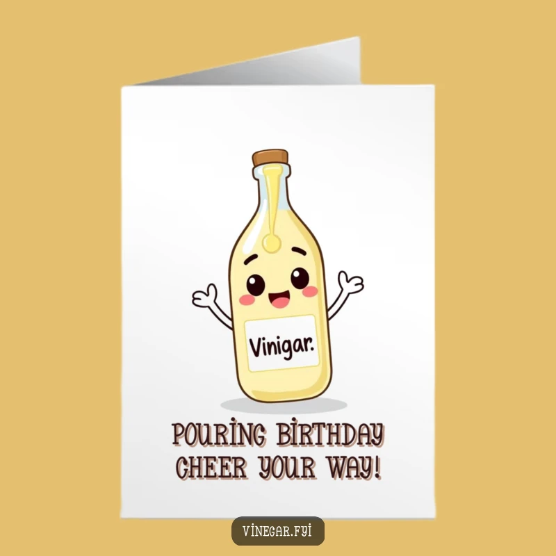 Free Printable Birthday Card: Creative Vinegar Bottle, Artistic Downloadable Gift for a Masterpiece Birthday