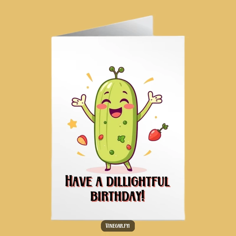 Free Printable Birthday Card: Dancing Pickle, Funny Downloadable Gift for Salad Lovers