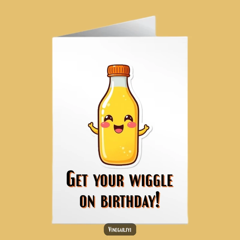 Free Printable Birthday Card: Happy Yellow Liquid Wiggle Funny Downloadable Greeting