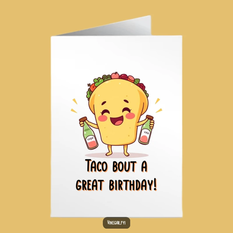 Funny Printable Birthday Card: Taco Juggling Vinegar Free Printable Downloadable