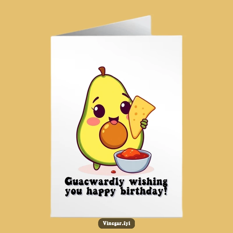 Free Printable Birthday Card: Avocado Chip Dip, Funny Downloadable Gift for Foodies