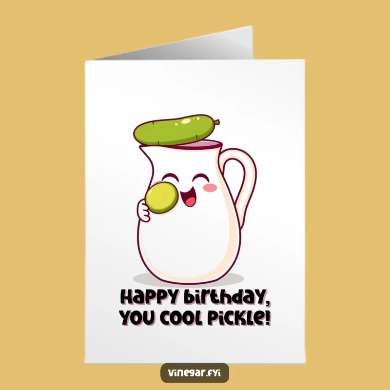 Free Printable Birthday Card: Thrilled Vinegar Jug, Hilarious Downloadable Gift for a Brine Time