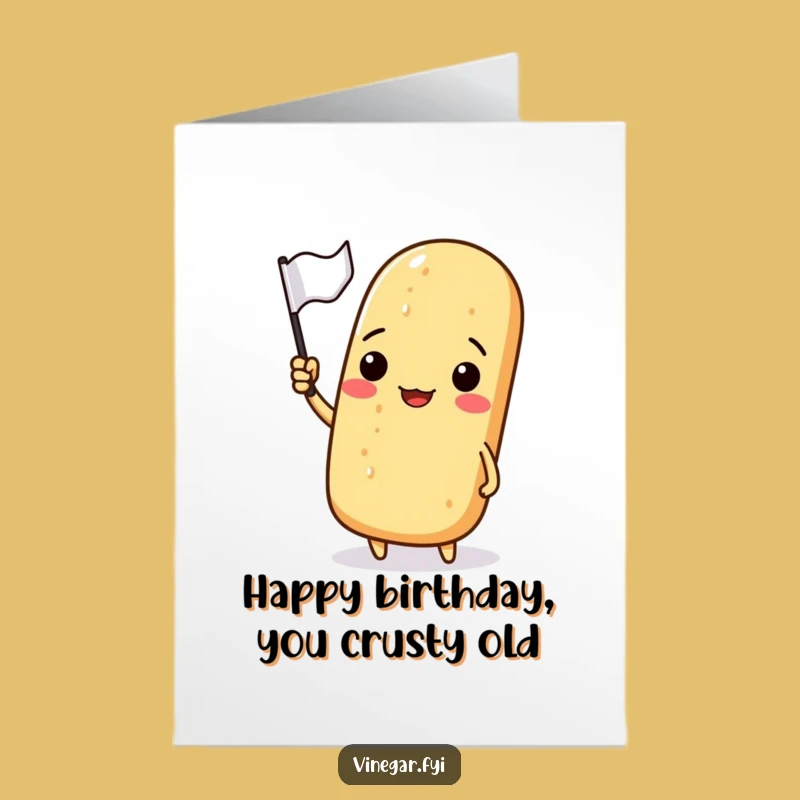 Happy Birthday Free Printable Card: Grinning Baguette Celebration, Fun Downloadable Gift