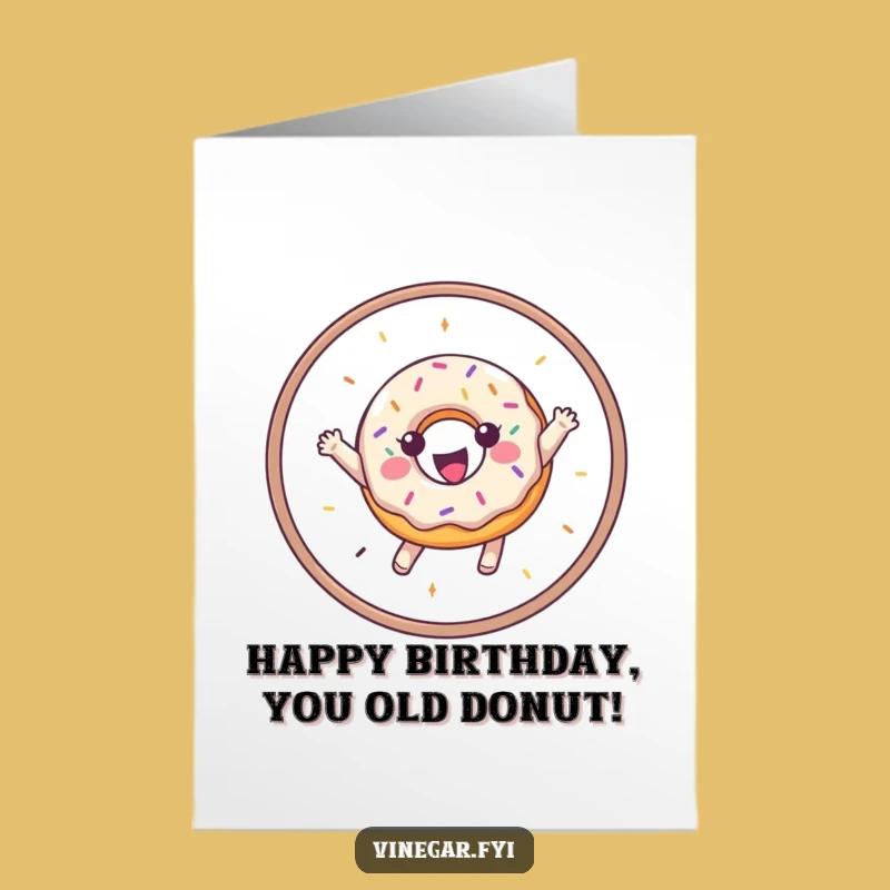 Happy Birthday Free Printable Card: Gleeful Donut Hoop Jump, Fun Downloadable Gift