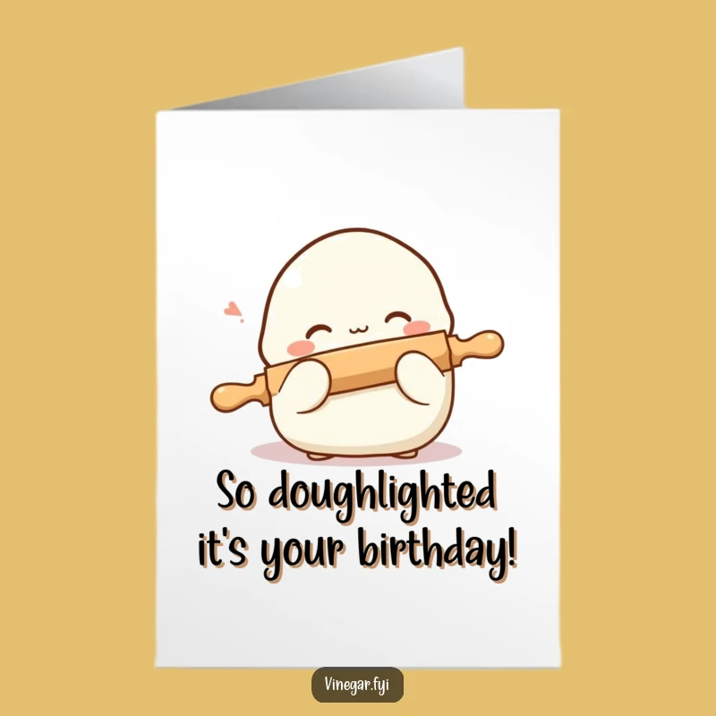 Free Printable Birthday Card: Shy Dumpling Hiding, Funny Downloadable Gift for Foodies