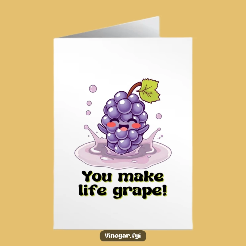 Free Printable Funny Birthday Card: Kawaii Grape Splashes, Hilarious Downloadable Gift