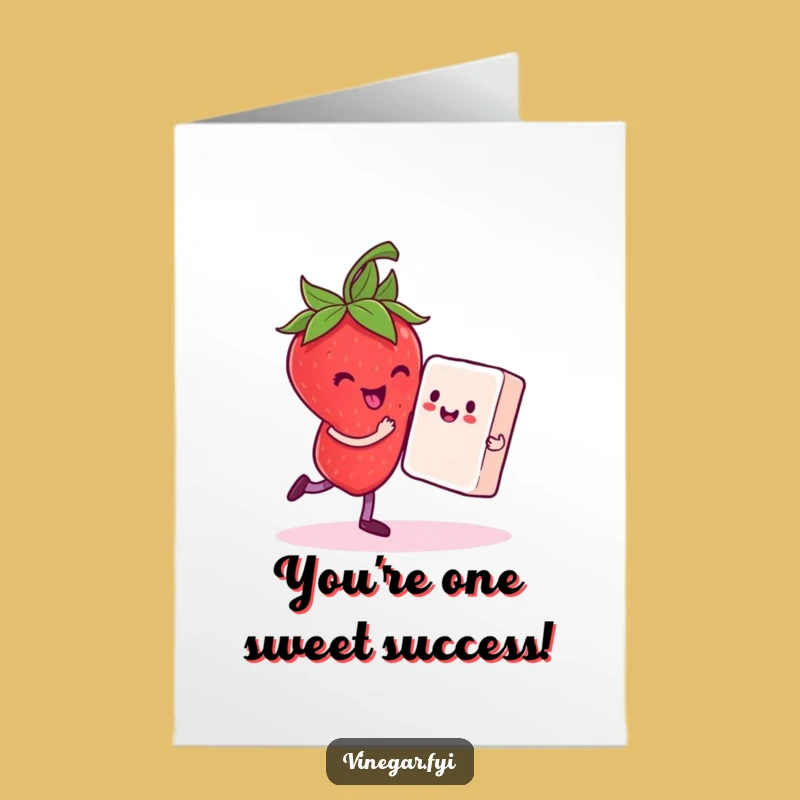 Free Printable Charming Strawberry Congrats Card - Dancing Partners, DIY Downloadable Gift