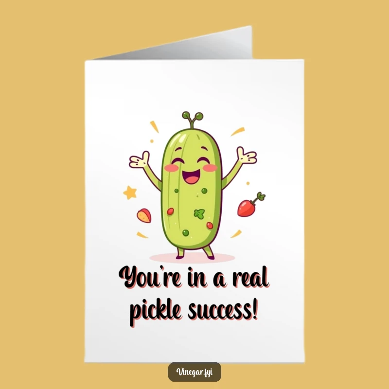 Free Printable Congrats Card: Dancing Pickle, Funny Downloadable Gift for Victories