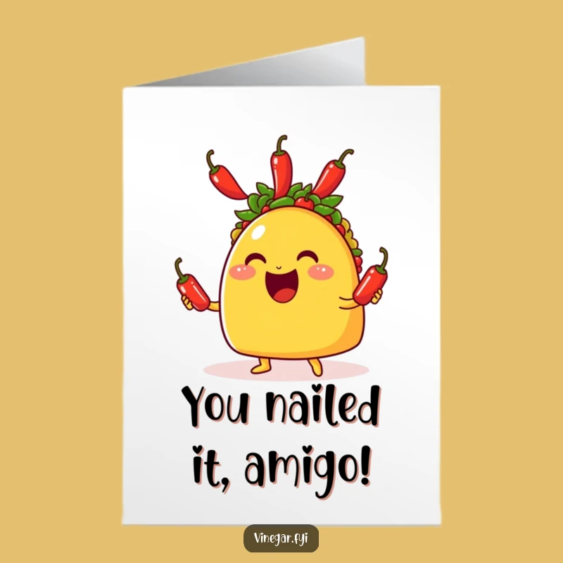 Free Printable Funny Taco Congratulations Card - Juggling Peppers, DIY Downloadable Gift