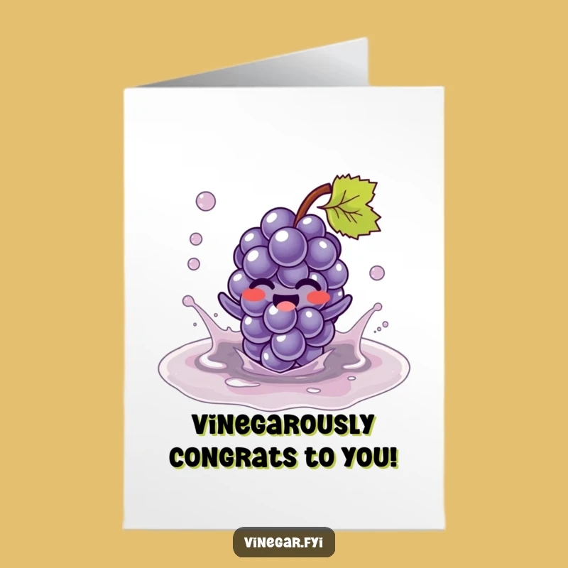 Free Printable Kawaii Grape Card, Funny Splashing Congrats Downloadable Gift
