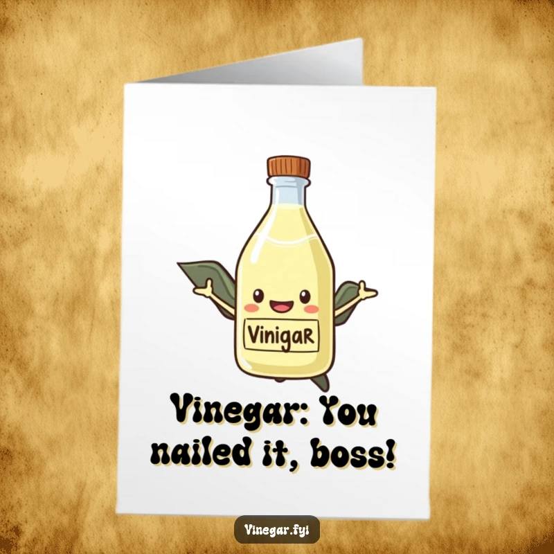 Funny Free Printable Hero Vinegar Congratulations Card, a flying vinegar bottle in a cape, soaring to celebrate achievements with flair.