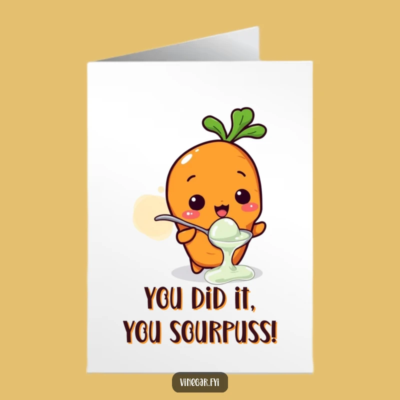 Free Printable Congrats Card: Hilarious Kawaii Carrot Makes a Sour Face