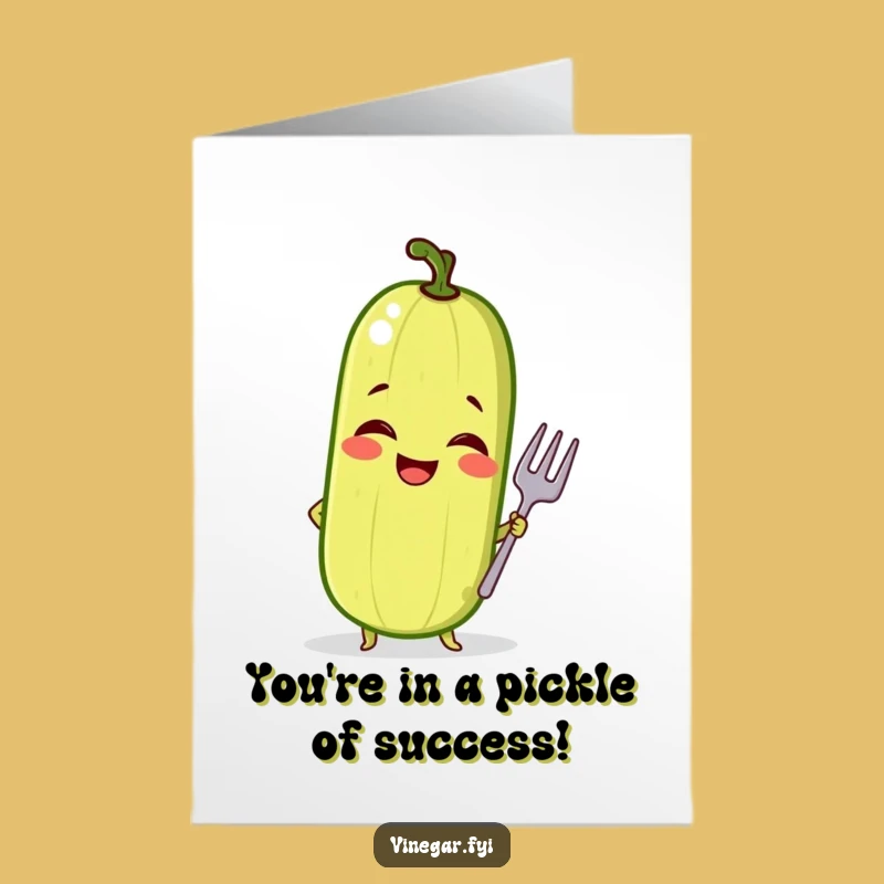 Free Printable Witty Pickle Congrats Card - Fork Pose, DIY Downloadable Gift