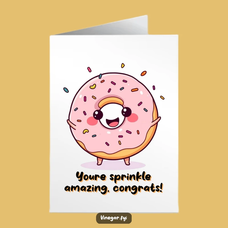Free Printable Kawaii Donut Congrats Card: Juggling Success with Sweet Celebration