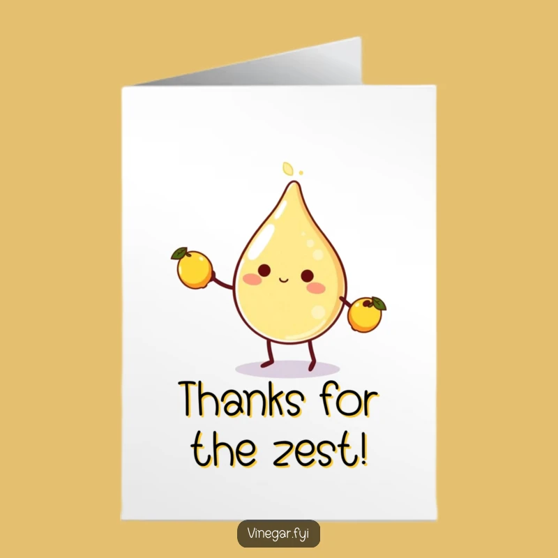 Free Printable Funny Vinegar Thank You Card: Lemon Juggler Downloadable Gift