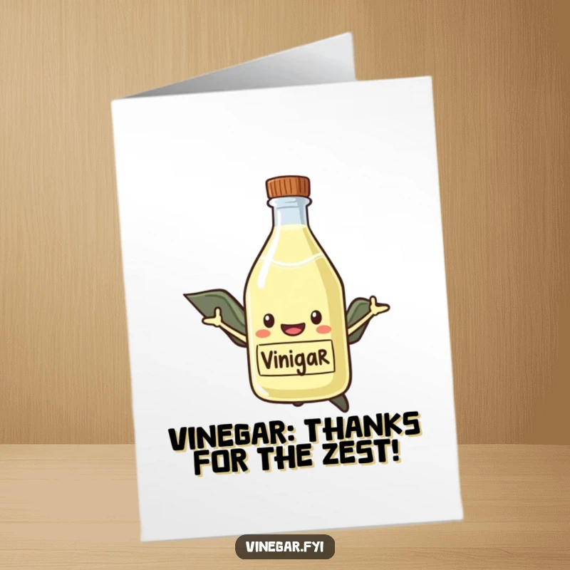 Funny Free Printable Hero Vinegar Thank You Card, a flying vinegar bottle with a cape, delivering thanks with heroic energy.